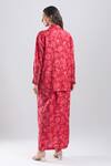 Shop_Divyam Mehta_Red Collared Floral Print Tunic With Draped Skirt_at_Aza_Fashions