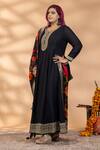 Buy_Mamicha_Black Chiffon Embroidery, Zari Round Neck, Noor-e-kala Anarkali With Dupatta _Online_at_Aza_Fashions