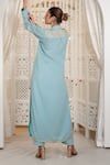 Shop_Daljit Sudan_Blue Georgette Embroidery Collared Tilla Kurta And Pant Set _at_Aza_Fashions