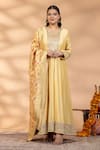 Buy_Mamicha_Yellow Silk Embroidery, Sequins, Stones, Zari Amber Shine Anarkali With Dupatta _at_Aza_Fashions