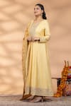 Mamicha_Yellow Silk Embroidery, Sequins, Stones, Zari Amber Shine Anarkali With Dupatta _Online_at_Aza_Fashions