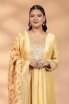 Buy_Mamicha_Yellow Silk Embroidery, Sequins, Stones, Zari Amber Shine Anarkali With Dupatta _Online_at_Aza_Fashions