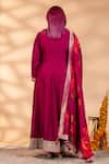 Shop_Mamicha_Magenta Chiffon Embroidery, Foil Printing, Rang-e-bahar Anarkali With Dupatta _at_Aza_Fashions