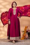 Buy_Mamicha_Magenta Chiffon Embroidery, Foil Printing, Rang-e-bahar Anarkali With Dupatta _Online_at_Aza_Fashions