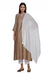 Buy Samyukta Singhania Brown Chanderi, Polyester, Chiffon Embroidery, Sequins Round Floral Kurta Set at Aza Fashions Buy_Samyukta Singhania_Brown Chanderi, Polyester, Chiffon Embroidery, Sequins Round Floral Kurta Set_at_Aza_Fashions