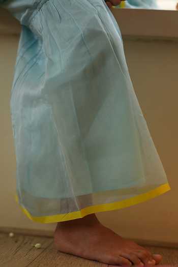 Love The World Today_Sky Blue Cotton, Silk Tassels Poppy Halter High-low Kurta And Flared Sharara Set _Online_at_Aza_Fashions
