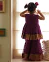 Love The World Today_Purple Cotton, Silk Anagha Peplum Tunic And Sharara Set  