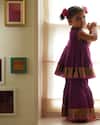 Love The World Today_Purple Cotton, Silk Anagha Peplum Tunic And Sharara Set  