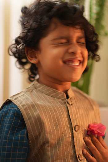 Buy_Love The World Today_Gray Cotton, Silk Indu Striped Nehru Jacket _Online_at_Aza_Fashions