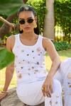 Buy_Kay Kay_White Beads, Stones, Applique Round Odessa Studded Tank Top And Pant Co-ord Set _Online_at_Aza_Fashions