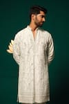 Shop_Niloufer By Aasif Ally_Off White Silk Embroidery Zardozi Handwork Kurta And Pant Set _Online_at_Aza_Fashions