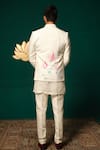 Shop Niloufer By Aasif Ally White Silk Hand-painted Lotus Motif Nehru Jacket Kurta Set at Aza Fashions Shop_Niloufer By Aasif Ally_White Silk Hand-painted Lotus Motif Nehru Jacket Kurta Set _at_Aza_Fashions
