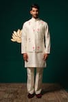 Buy Niloufer By Aasif Ally White Silk Embroidery, Stones Hand-painted Tulip Nehru Jacket Kurta And Pant Set Online at Aza Fashions Buy_Niloufer By Aasif Ally_White Silk Embroidery, Stones Hand-painted Tulip Nehru Jacket Kurta And Pant Set _Online_at_Aza_Fashions
