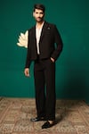 Buy_Niloufer By Aasif Ally_Black Silk Tailored Blazer And Pant Set _at_Aza_Fashions