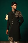 Niloufer By Aasif Ally Black Silk Embroidery, Stones Zardozi And Cutdana Sherwani & Salwar Online at Aza Fashions Niloufer By Aasif Ally_Black Silk Embroidery, Stones Zardozi And Cutdana Sherwani & Salwar _Online_at_Aza_Fashions