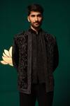 Buy_Niloufer By Aasif Ally_Black Silk Embroidery, Beads Cutdana Handwork Inner Jacket And Pant Set 