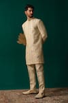 Shop_Niloufer By Aasif Ally_Ivory Silk Embroidery, Stones, Mirrors Cut Dana Zardozi And Handwork Sherwani Set 