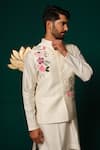 Shop_Niloufer By Aasif Ally_White Silk Hand-painted Floral Nehru Jacket Kurta Set _Online_at_Aza_Fashions