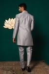 Shop_Niloufer By Aasif Ally_Gray Silk Embroidery, Stones, Sequins Zardozi And Cut Dana Handwork Sherwani Set _at_Aza_Fashions