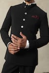 Tisa - Men_Black Viscose, Polyester Signature Button Bandhgala And Trouser Set _Online_at_Aza_Fashions