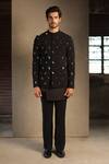 Buy_Tisa - Men_Black Viscose, Polyester Embroidery Bandhgala With Pant _Online_at_Aza_Fashions