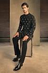 Buy_Tisa - Men_Black Viscose, Polyester Embroidery Bandhgala With Pant _at_Aza_Fashions