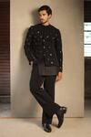 Buy_Tisa - Men_Black Viscose, Polyester, Rayon Metallic Thread Embroidered Bandhgala And Pant Set _at_Aza_Fashions