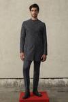 Shop_Tisa - Men_Charcoal Viscose, Polyester Embroidery, Geometric Bandhgala Jacket And Pant Set _Online_at_Aza_Fashions