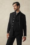 Buy_Tisa - Men_Black Viscose, Polyester Signature Button Bandhgala And Pant Set _Online_at_Aza_Fashions