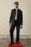 Buy_Tisa - Men_Black Viscose, Polyester Signature Button Bandhgala And Pant Set _at_Aza_Fashions