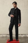 Shop_Tisa - Men_Black Viscose, Polyester Signature Button Bandhgala And Pant Set _Online_at_Aza_Fashions