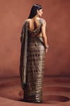 Shop_Awigna_Olive Green Organza Sequins, Beads, Embroidery Metallic Saree With Blouse _at_Aza_Fashions