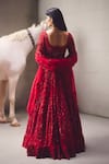 Shop_Awigna_Red Net, Organza Sequins, Beads, Embroidery Bridal Embellished Lehenga Set _at_Aza_Fashions