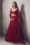 Buy Awigna Red Net Embroidery, Sequins, Beads Sweetheart Neck Lehenga Set at Aza Fashions Buy_Awigna_Red Net Embroidery, Sequins, Beads Sweetheart Neck Lehenga Set _at_Aza_Fashions