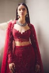 Shop Awigna Red Net Embroidery, Sequins, Beads Sweetheart Neck Lehenga Set Online at Aza Fashions Shop_Awigna_Red Net Embroidery, Sequins, Beads Sweetheart Neck Lehenga Set _Online_at_Aza_Fashions