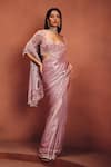 Awigna_Pink Organza Embroidery, Sequins, Pearls, Beads Mauve Saree With Blouse _Online_at_Aza_Fashions