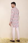 Shop Neha Gursahani Pink Satin, Linen Floral Printed Front Open Kurta And Pants Set at Aza Fashions Shop_Neha Gursahani_Pink Satin, Linen Floral Printed Front Open Kurta And Pants Set _at_Aza_Fashions