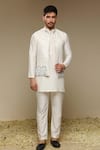 Buy_Neha Gursahani_Ivory Embroidery Bandhgala Jacket Kurta And Pant Set _at_Aza_Fashions