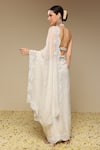 Shop_Neha Gursahani_Ivory Organza Embroidery, Mirrors, Zari Scalloped Zardozi And Work Saree Set _at_Aza_Fashions