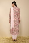 Shop_Neha Gursahani_Pink Lycra Embroidery Mandarin Collar, Split Jacket And Pre-draped Chudidar Saree _at_Aza_Fashions