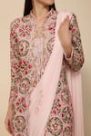 Buy_Neha Gursahani_Pink Lycra Embroidery Mandarin Collar, Split Jacket And Pre-draped Chudidar Saree _Online_at_Aza_Fashions