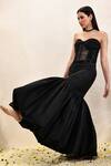 Buy_Neha Gursahani_Black Organza, Taffeta Embroidery, Sequins, Beads, Stones Corset And Balloon Skirt _Online_at_Aza_Fashions