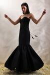 Neha Gursahani_Black Organza, Taffeta Embroidery, Sequins, Beads, Stones Corset And Balloon Skirt _at_Aza_Fashions