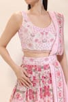 Neha Gursahani_Pink Georgette Embroidery, Sequins, Floral Printed Lehenga Set With Blouse _Online_at_Aza_Fashions