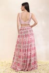 Shop_Neha Gursahani_Pink Georgette Embroidery, Sequins, Floral Printed Lehenga Set With Blouse _at_Aza_Fashions
