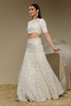 Buy_Neha Gursahani_Ivory Organza Embroidery, Sequins, Beads, Pearls Lehenga, Blouse And Dupatta Set _Online_at_Aza_Fashions