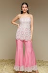 Buy_Neha Gursahani_Pink Organza Embroidery Bandeau Neck Strapless Kurta And Gharara Set _Online_at_Aza_Fashions