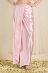 Buy_Neha Gursahani_Pink Satin, Organza Embroidery, Beads, Zari Blouse And Draped Skirt With Cape 