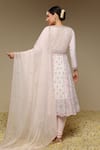 Shop_Neha Gursahani_Ivory Silk, Organza, Panelled Kalidar Kurta Set With Jaali Jacket And Dupatta _at_Aza_Fashions