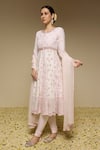 Buy_Neha Gursahani_Ivory Silk, Organza, Panelled Kalidar Kurta Set With Jaali Jacket And Dupatta _Online_at_Aza_Fashions
